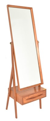 Lot 40 - ARNE VODDER, DENMARK - MID CENTURY 1960S TEAK CHEVAL MIRROR WITH DRAWER