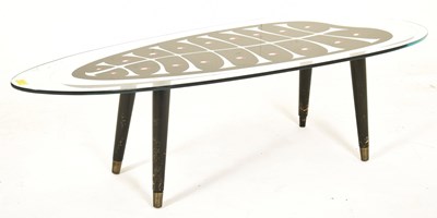 Lot 514 - ITALIAN MID CENTURY GLASS & EBONISED WOOD LOW OCCASIONAL COFFEE TABLE