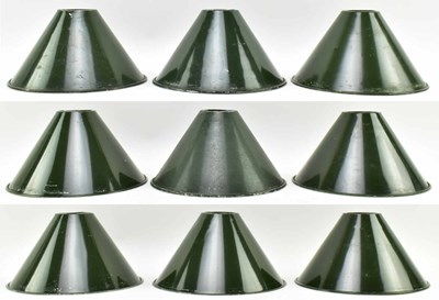 Lot 503 - MATCHING SET OF NINE INDUSTRIAL ALUMINUM SHADES