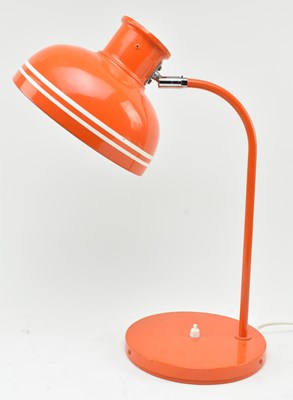 Lot 453 - LUCO OF SWEDEN - VINTAGE 1970S ORANGE ENAMEL DESK LAMP