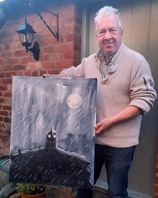 Lot 550 - THE IRON GIANT - ORIGINAL PAINTING ON CANVAS BY RICHARD BAZLEY