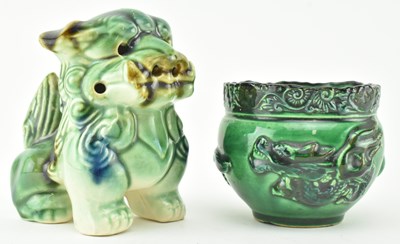 Lot 72 - TWO VINTAGE CHINESE GREEN GLAZED PORCELAIN PIECES