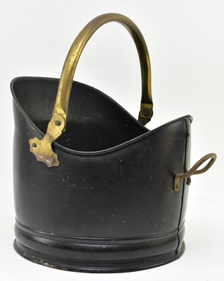 Lot 221 - PRIVATE COLLECTION OF DERREN BROWN - BLACK PAINTED METAL & BRASS COAL SCUTTLE