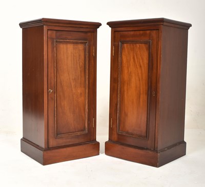 Lot 216 - PRIVATE COLLECTION OF DERREN BROWN - PAIR OF EDWARDIAN MAHOGANY PEDESTAL BEDISDE CABINETS