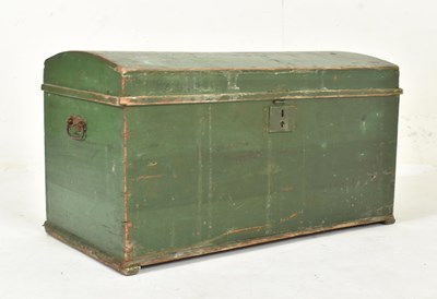 Lot 218 - PRIVATE COLLECTION OF DERREN BROWN - GREEN PAINTED WOODEN DOME TOP TRUNK
