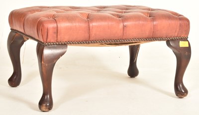 Lot 212 - PRIVATE COLLECTION OF DERREN BROWN - REVIVAL LEATHER & MAHOGANY BUTTONED TOP FOOTSTOOL