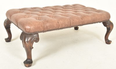 Lot 204 - PRIVATE COLLECTION OF DERREN BROWN - LEATHER & MAHOGANY BUTTONED FOOT STOOL