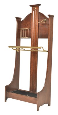 Lot 122 - PRIVATE COLLECTION OF DERREN BROWN - HIGH VICTORIAN OAK & BRASS HALL STICK STAND