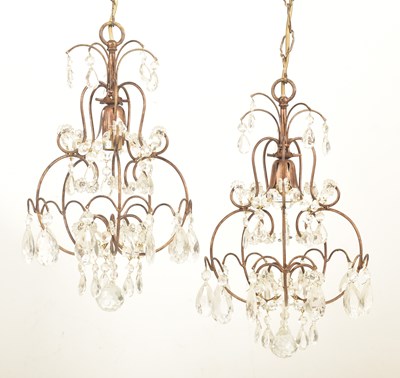 Lot 427 - LIBERTY OF LONDON - PAIR OF VINTAGE 1990S TOLEWARE CHANDELIERS
