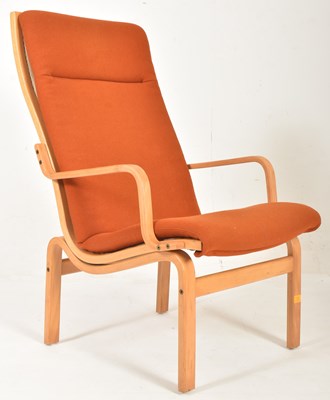 Lot 532 - FINN OSTERGAARD - VINTAGE MID CENTURY ORANGE & OAK ARMCHAIR