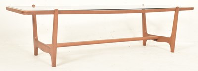 Lot 516 - RETRO 20TH CENTURY GLASS & TEAK LOW OCCASIONAL COFFEE TABLE