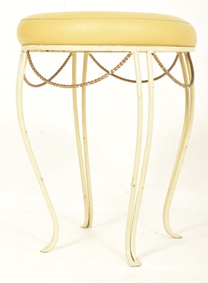 Lot 543 - RETRO 20TH CENTURY FAUX LEATHER YELLOW VANITY STOOL SEAT