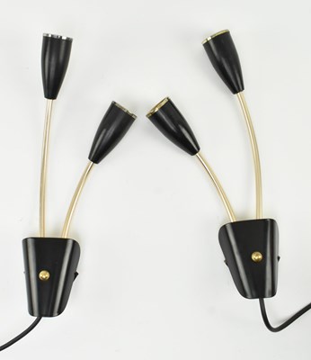 Lot 431 - PAIR OF RETRO 20TH CENTURY BRASS & BLACK METAL SPUTNIK STYLE WALL LIGHTS