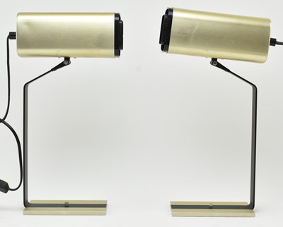 Lot 544 - PROVA, MADE IN ITALY - PAIR OF MID CENTURY 1970S GOLD & BLACK METAL DESK LAMPS