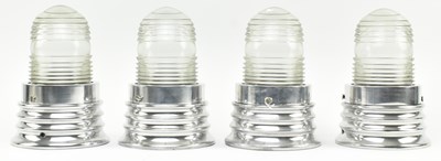 Lot 561 - FOUR RETRO 20TH CENTURY CHROME METAL & GLASS BULKHEAD WALL LIGHTS
