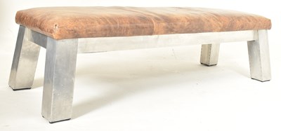 Lot 448 - LARGE CONTEMPORARY AVIATION STYLE LEATHER & CHROME SEAT BENCH