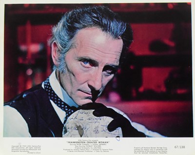 Lot 289 - FRANKENSTEIN CREATED WOMAN (1967) - PETER CUSHING SIGNED LOBBY CARD