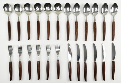 Lot 132 - VINTAGE MID CENTURY CASED TEAK AND STEEL CUTLERY SET