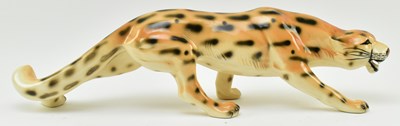 Lot 96 - VINTAGE 20TH CENTURY HAND PAINTED PORCELAIN FIGURE OF LEOPARD