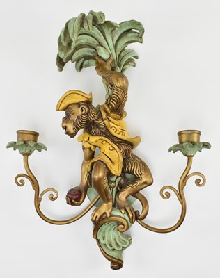 Lot 78 - CONTEMPORARY FRENCH STYLE WHIMSICAL MONKEY WALL LIGHT SCONCE