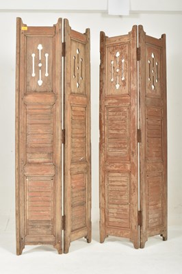 Lot 586 - TWO PART / FOUR FOLD HARDWOOD SCREEN