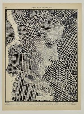 Lot 95 - ED FAIRBURN - BROOKLYN - PIGMENT LINER ON 1930S WORLD ATLAS PAGE