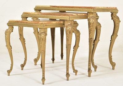 Lot 565 - 1980S HOLLYWOOD REGENCY NEST OF THREE MARBLE & GILT METAL TABLES
