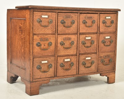 Lot 6 - EARLY 20TH CENTURY ART DECO TWELVE DRAWER INDEX FILING CABINET