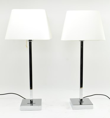 Lot 585 - CHELSOM - PAIR OF VINTAGE CHROME SQUARED DESK LAMPS