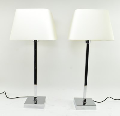 Lot 575 - CHELSOM - PAIR OF VINTAGE CHROME SQUARED DESK LAMPS