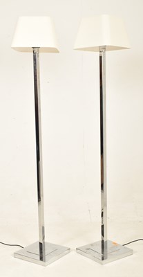 Lot 545 - CHELSOM - PAIR OF VINTAGE CHROME SQUARED FLOOR STANDARD LAMPS