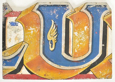 Lot 37 - U - 20TH CENTURY HAND PAINTED DODGEM PART SIGN