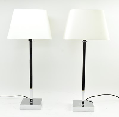 Lot 495 - CHELSOM - PAIR OF VINTAGE CHROME SQUARED DESK LAMPS