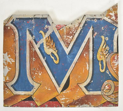 Lot 68 - M - 20TH CENTURY HAND PAINTED PART DODGEM SIGN