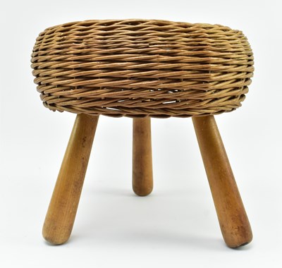 Lot 155 - TONY PAUL - A MID CENTURY ITALIAN RATTAN MUSHROOM STOOL
