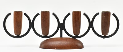 Lot 175 - VINTAGE MID CENTURY DANISH TEAK & CHROME CANDLESTICK