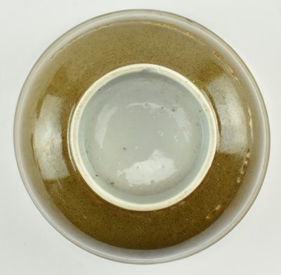 Lot 63 - TWO QING DYNASTY CERAMIC BOWLS 清 紫金釉酱釉青花碗和青釉碗