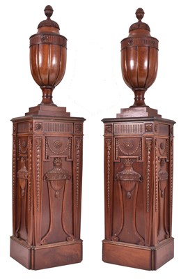 Lot 600 - ATTR. FRANCIS LONYGON WORKSHOP - PAIR OF ADAMS REVIVAL URNS