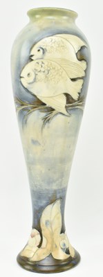 Lot 8 - WILLIAM MOORCROFT - 1920S SALT GLAZE POTTERY ' FISH ' VASE