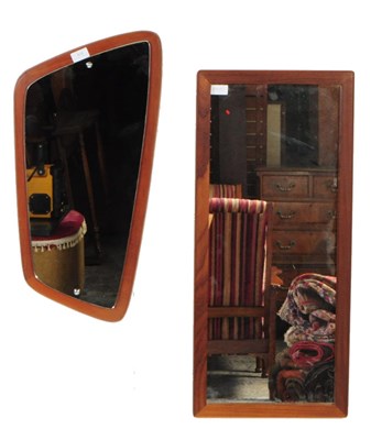 Lot 183 - TWO RETRO MID 20TH CENTURY TEAK FRAMED HANGING MIRRORS