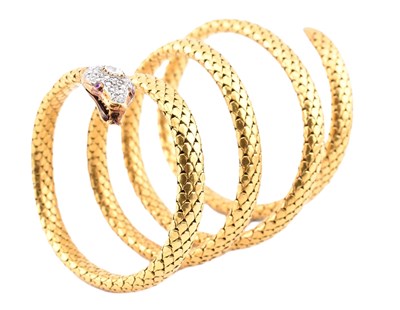 Lot 9 - 19TH CENTURY FRENCH 18CT GOLD DIAMOND & RUBY SERPENT BANGLE