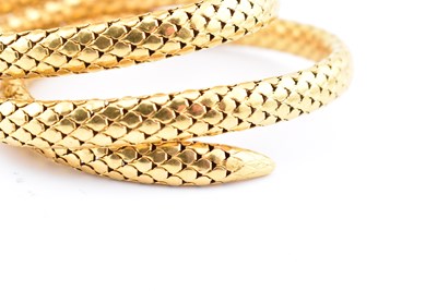 Lot 9 - 19TH CENTURY FRENCH 18CT GOLD DIAMOND & RUBY SERPENT BANGLE