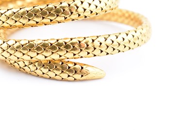 Lot 9 - 19TH CENTURY FRENCH 18CT GOLD DIAMOND & RUBY SERPENT BANGLE