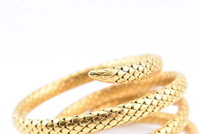 Lot 9 - 19TH CENTURY FRENCH 18CT GOLD DIAMOND & RUBY SERPENT BANGLE