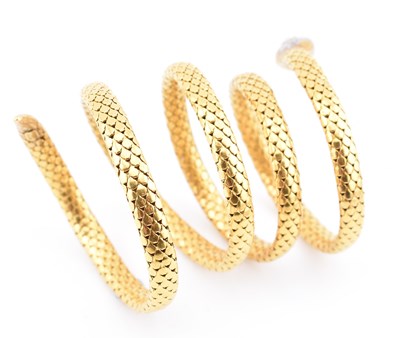 Lot 9 - 19TH CENTURY FRENCH 18CT GOLD DIAMOND & RUBY SERPENT BANGLE