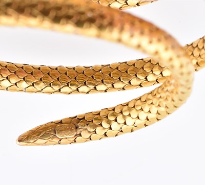 Lot 9 - 19TH CENTURY FRENCH 18CT GOLD DIAMOND & RUBY SERPENT BANGLE