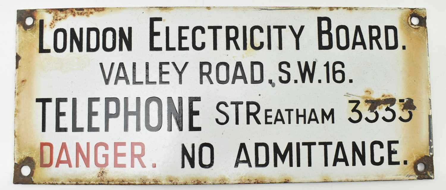Lot 56 - LONDON ELECTRICITY BOARD - DANGER ENAMEL SIGN