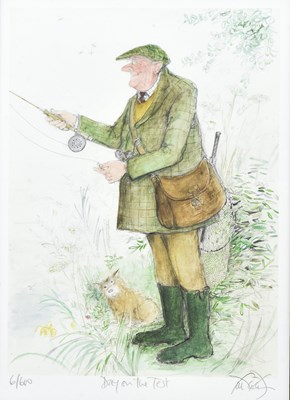 Lot 144 - SUE MACARTNEY SNAPE - 'DAY ON THE TEST' - LIMITED EDITION FISHING PRINT