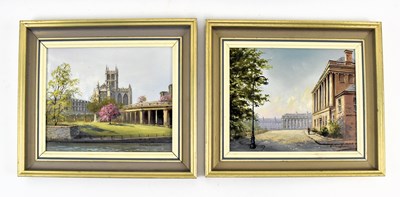 Lot 70 - GEORGE HORNE - TWO OIL ON CANVAS PAINTINGS DEPICTING SCENES OF CITY OF BATH