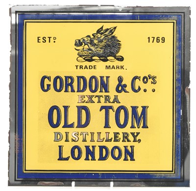 Lot 8 - GORDON & CO'S EXTRA OLD TOM DISTILLER, LONDON - VINTAGE ADVERTISING PUB MIRROR